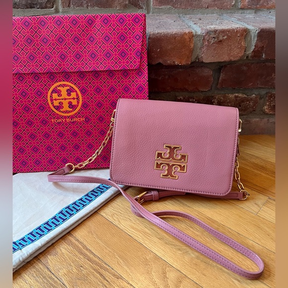 Tory Burch Handbags - **SOLD** Tory Burch Mauve Pink Britten Combo Crossbody Bag